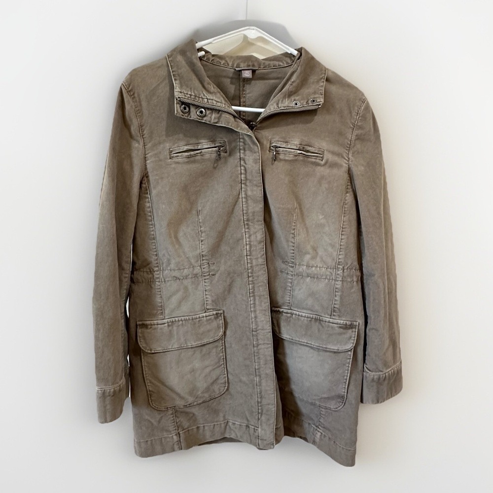 J. Jill Corduroy Utility Jacket Womens XS Khaki Tan Stretch Chore Coat Pockets